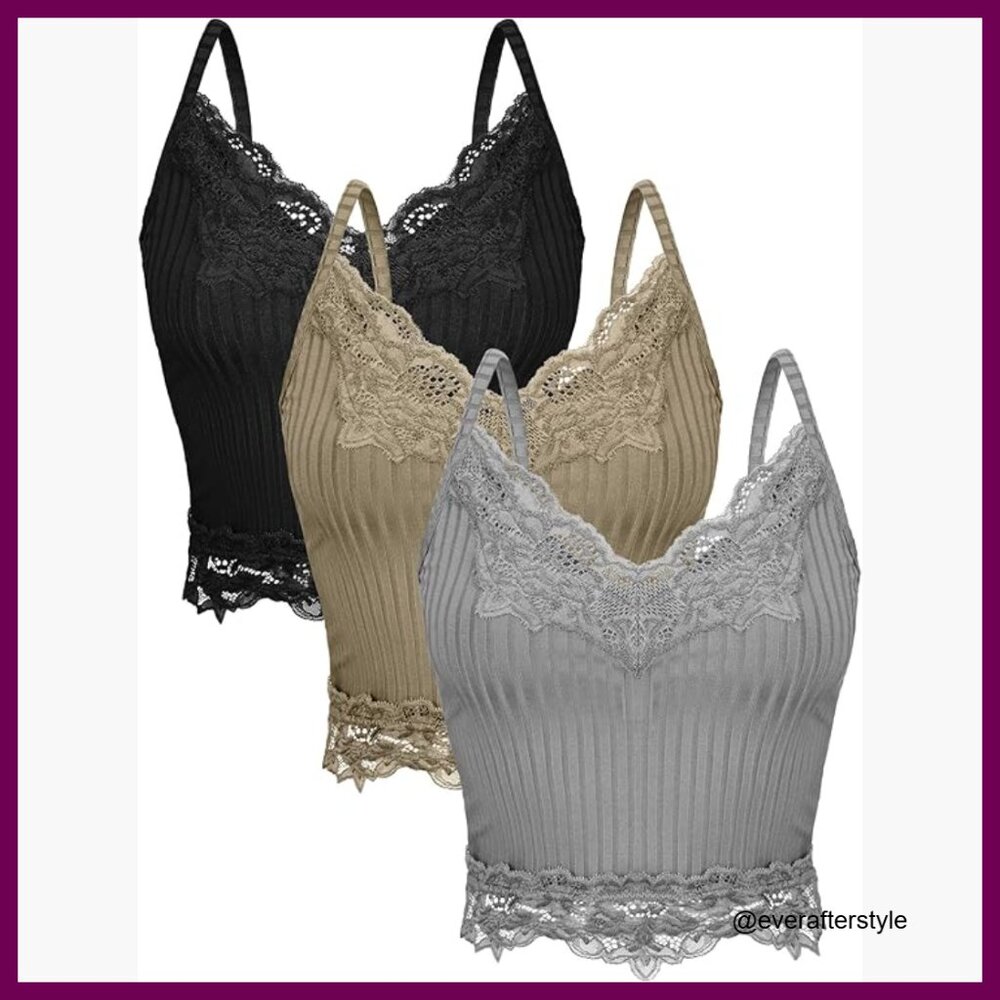 Polyester Lace Patchwork Crop Top Backless Tank T… - image 1